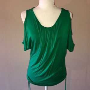 Green cold shoulder tee